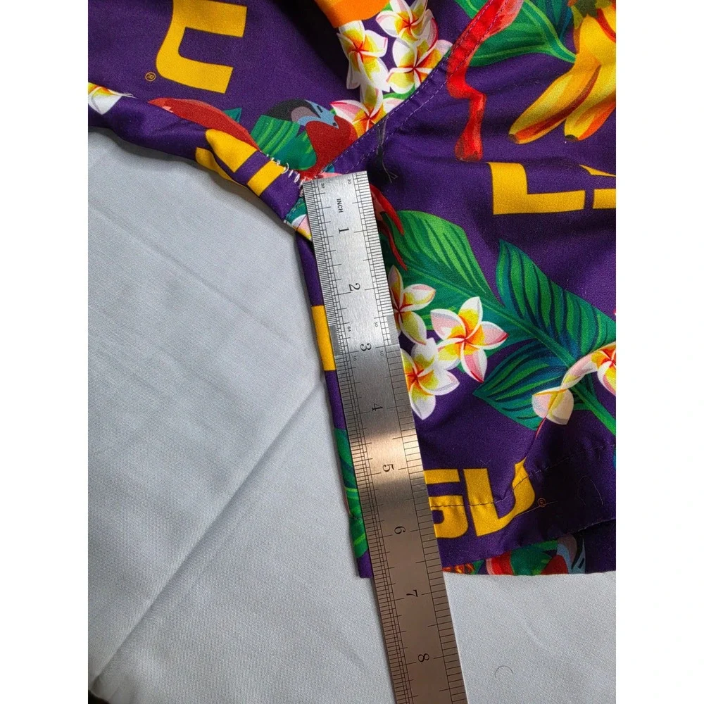 NCAA LSU Tigers Swim Trunks Mens Large Purple Floral Drawstring Swimwear Outdoor